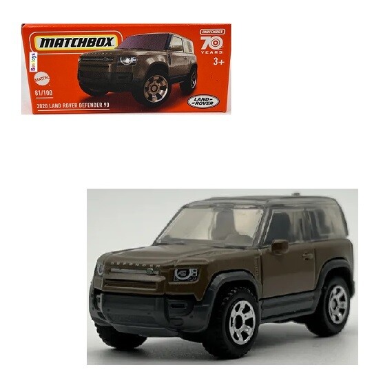 Matchbox Diecast Model Car Power Grab 2023 81/100 Land Rover Defender 90 2020 70th Anniversary 1/64 scale