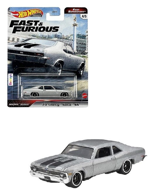 Hot Wheels Hotwheels Diecast Model Car Fast &amp; Furious Fast Superstars Chevy Chevrolet Nova SS 1970 Movie Film TV 1/64 scale