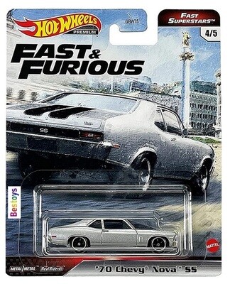 Hot Wheels Hotwheels Diecast Model Car Fast &amp; Furious Fast Superstars Chevy Chevrolet Nova SS 1970 Movie Film TV 1/64 scale