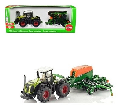 SIKU Diecast Model 1826 Claas Xerion Tractor + Amazone 6001 Seeder Farm Agricultural 1/87 HO railway scale
