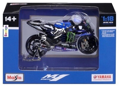Maisto Diecast Model Motorcycle Bike Moto GP 2021 Yamaha YZR M1 No 21 Morbidelli "Monster/Eneos" 1/18 scale