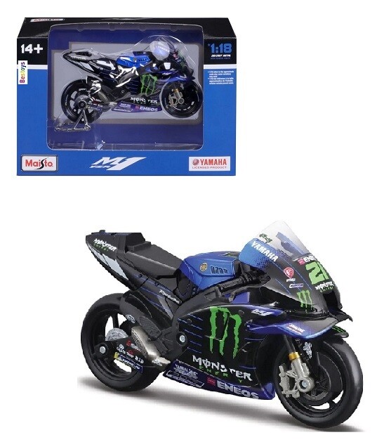 Maisto Diecast Model Motorcycle Bike Moto GP 2021 Yamaha YZR M1 No 21 Morbidelli &quot;Monster/Eneos&quot; 1/18 scale