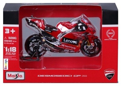 Maisto Diecast Model Motorcycle Bike Moto GP Ducati Desmosedici GP 22 No 43 "Lenovo" Miller 1/18 scale