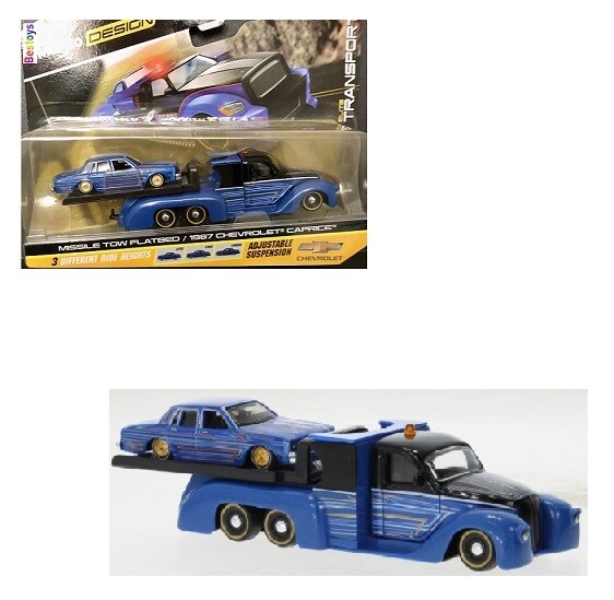 Maisto Elite Transport Missile Tow Flatbed Recovery Tow Truck + Chevy Caprice 1987 with suspension 1/64 scale