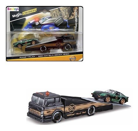 Maisto Diecast Model Car Elite Transport Ramp Truck + Datsun 280 ZX 280ZX S130 1980 No 80 1/64 scale