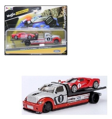 Maisto Elite Transport Flatbed Recovery Truck + Ford GT 2018 No 1 1/64 scale