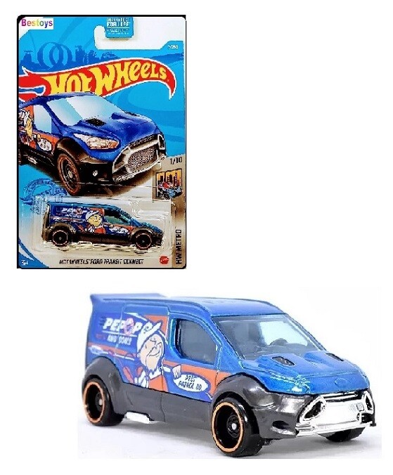 Hotwheels Hot Wheels Diecast Model Car 2021 7/250 Ford Transit Connect &quot;PEPOP&quot; Metro 1/64 scale