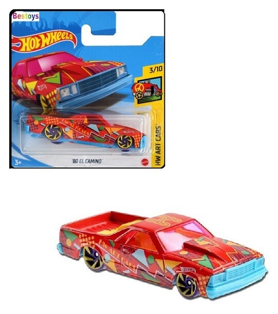 Hotwheels Hot Wheels Diecast Model Car 2021 44/250 Chevy Chevrolet El Camino 1980 Art Cars 1/64 scale