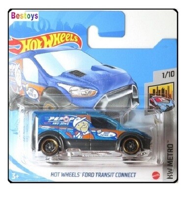 Hotwheels Hot Wheels Diecast Model Car 2021 7/250 Ford Transit Connect Van "Pepop" Metro 1/64 scale
