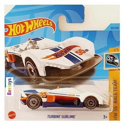 Hotwheels Hot Wheels Diecast Model Car 2023 39/250 Turbine Sublime 55th HW 55 Race Team 1/64 scale