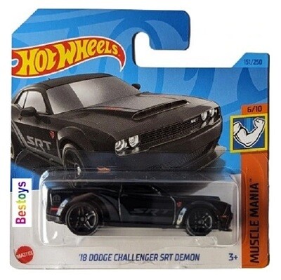 Hotwheels Hot Wheels Diecast Model Car 2023 151/250 Dodge Challenger SRT Demon 2018 Muscle Mania 1/64 scale