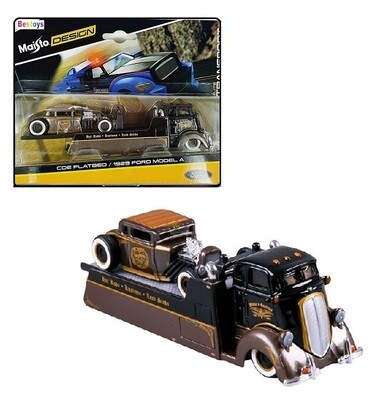 Maisto Elite Transport COE Flatbed Recovery Truck + Ford Model A 1929 &quot;Pablo&#39;s Customs&quot; 1/64 scale
