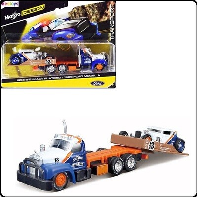 Maisto Elite Transport Mack B 61 B61 Flatbed Recovery Truck + Ford Model A 1929 No 13 1/64 scale