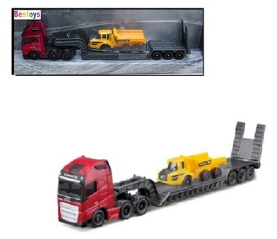 Maisto Diecast Model Construction Series Volvo FH 16 FH16 Truck + Lowbed trailer with Articulated Loader Dumper +- 1/87 HO railway scale