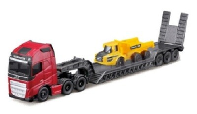 Maisto Mini Work Construction Series Volvo FH 16 FH16 Truck + Lowbed trailer with Articulated Loader Dumper