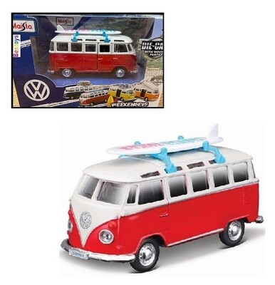 Maisto Diecast Model Car Weekenders VW Volkswagen Kombi Samba Bus T 1 T1 with surfboard 1/43 scale