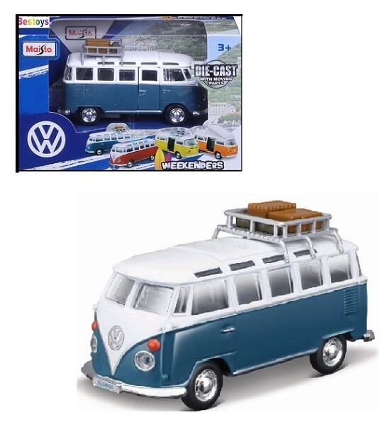Maisto Diecast Model Car Weekenders VW Volkswagen Kombi Samba Bus T 1 T1 with roofrack 1/43 scale