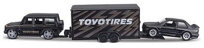 Maisto Diecast Model Car Design Series Team Hauler Mercedes Benz G Class & BMW 3 Series M 3 M3 1988 + enclosed trailer