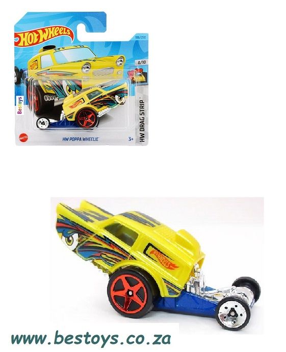 Hotwheels Hot Wheels Diecast Model Car 2023 186/250 Poppa Wheelie Drag Strip