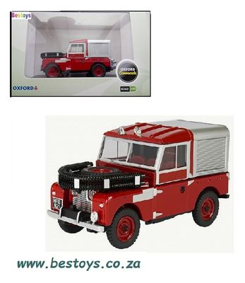 Oxford Diecast Model Car LAN188012 Land Rover 88" inch Fire with hoses OO 1/76 railway scale