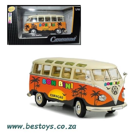 Cararama Hongwell Diecast Model Car VW Volkswagen Kombi Samba Bus &quot;Bon Bini Curacao&quot; 1/43 scale