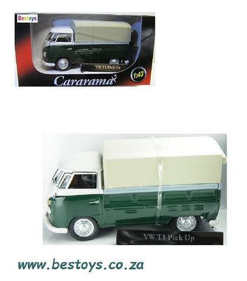 Cararama Hongwell Diecast Model Car VW Volkswagen Kombi T 1 T1 Pickup + Canopy 1/43 scale