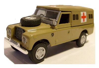 Cararama Hongwell Diecast Model Car Land Rover Series III 3 109 " inch Army Military Desert Ambulance 1/43 scale