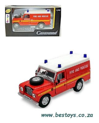 Cararama Hongwell Diecast Model Car Land Rover Series III 3 109 &quot; inch Fire &amp; Rescue 1/43 scale