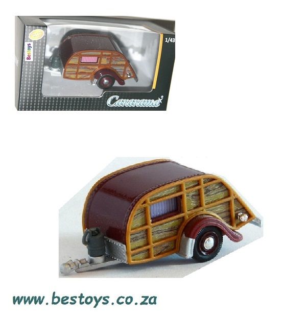 Cararama Hongwell Diecast Model Camper Trailer Caravan Woody 1/43 scale