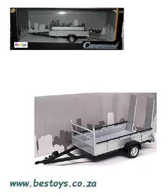 Cararama Hongwell Diecast Model Trailer single axle with ramps 1/43 scale