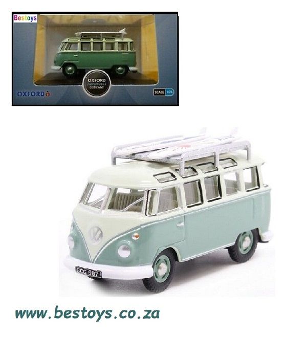 Oxford Model Car VWS005 VW Volkswagen Kombi T 1 T1 Bus + Surfboards 1/76 OO railway scale