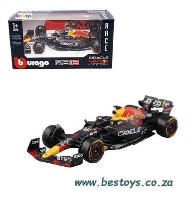 Burago Diecast Model Car 38061 Formula 1 F1 Red Bull RB18 No 1 Verstappen 2022 GP 1/43 scale
