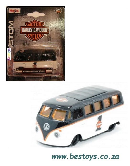 Maisto Diecast Model Car Harley Davidson Series VW Volkswagen Kombi Samba Bus 1/64 scale