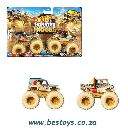 Hotwheels Hot Wheels Diecast Model Car Monster Trucks Demolition Doubles Land Rover Defender 90 + Mercedes Benz Unimog 1/64 scale