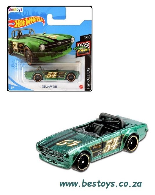Hotwheels Hot Wheels Diecast Model Car 2021 9/250 Triumph TR 6 TR6 No 54 Race Day Motorsport 1/64 scale