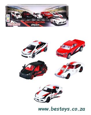 Majorette Set Toyota Racing 5 pk Hilux Yaris Corolla Supra 2000 GT