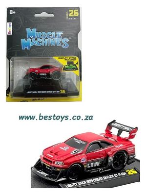 Maisto Muscle Machines Diecast Model Car Nissan Skyline GT R R34 1999 Liberty Walk 1/64 scale