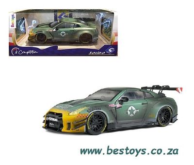 Solido Diecast Model Car S1805807 Nissan Skyline GT-R R35 + Body Kit Type 2 Army Fighter 1/18 scale