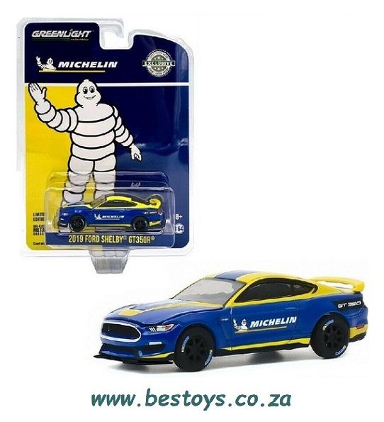 Greenlight Diecast Model Car Exclusive Ford Mustang Shelby GT 350 R GT350R 2019 &quot;Michelin&quot; 1/64 scale