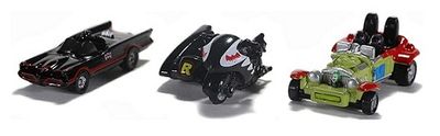 JADA Diecast Model Car Nano Set Batman Classic TV Batmobile Batcycle Jokermobile Movie Film TV