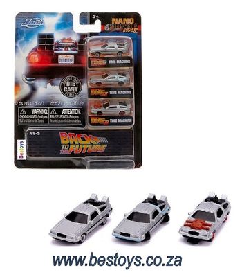 JADA Diecast Model Car Nano Set Back To The Future Time Machine Delorean Movie Film TV