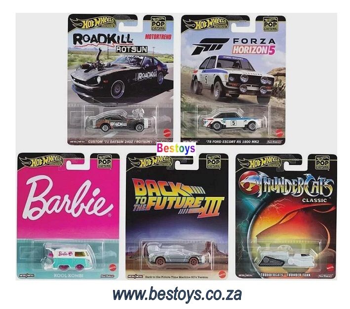 Hot Wheels Pop Culture Set Barbie Kombi Datsun Ford Escort BTTF Thundercats