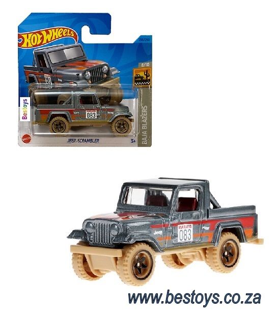 Hotwheels Hot Wheels Diecast Model Car 2023 233/250 Jeep Scrambler No 83 Baja Blazers 1/64 scale