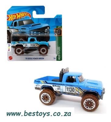 Hotwheels Hot Wheels Diecast Model Car 2023 161/250 Dodge Power Wagon 1970 No 1130 Mud Studs 1/64 scale