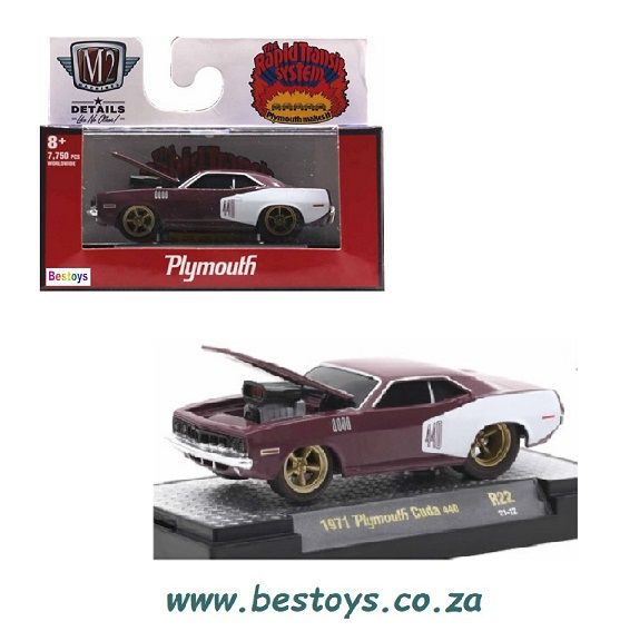 Castline M2 Diecast Model Car Ground Pounders Plymouth Cuda 440 1971 1/64 scale