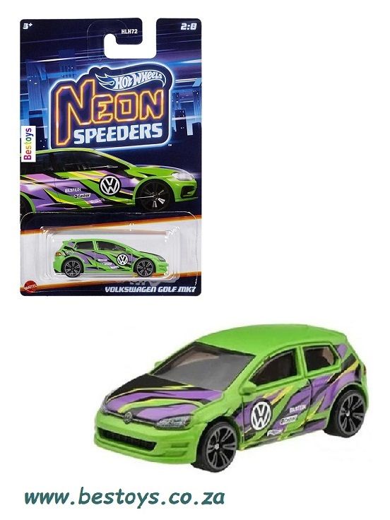 Hotwheels Hot Wheels Diecast Model Car Neon Speeders VW Volkswagen Golf Mk 7 1/64 scale