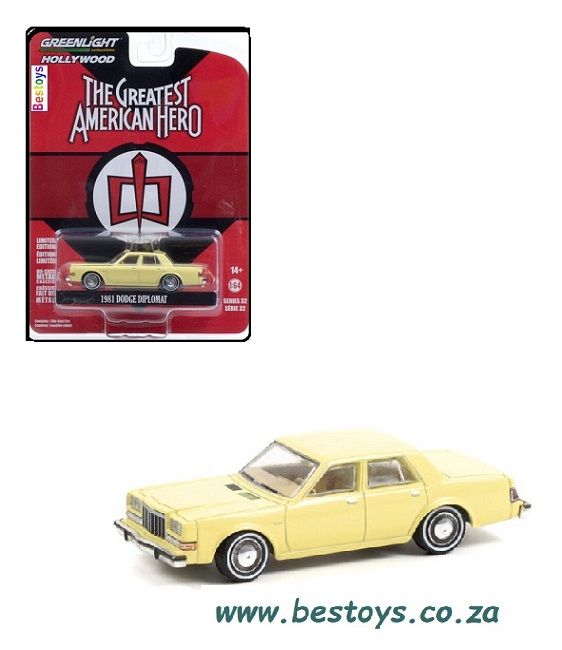 Greenlight Diecast Model Car Hollywood Dodge Diplomat 1981 Greatest American Hero TV 1/64 scale