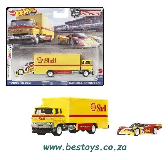 Hotwheels Hot Wheels Diecast Model Car Culture Team Transport Porche 962 + Sakura Sprinter Truck &quot;Shell&quot;