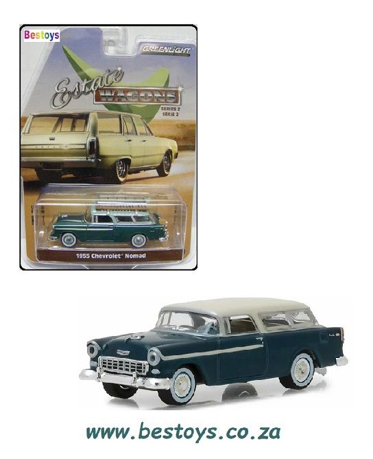 Greenlight Diecast Model Car Estate Wagons Chevy Chevrolet Nomad Stationwagon 1955  1/64 scale
