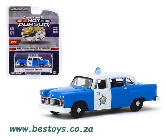 Greenlight Diecast Model Car Hot Pursuit Police Series Checker Marathon 1961 &quot;Chicago Police Department&quot; 1/64 scale